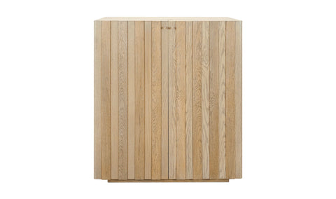 Mid Century Stripe Veneer Bar Cabinet with Knob