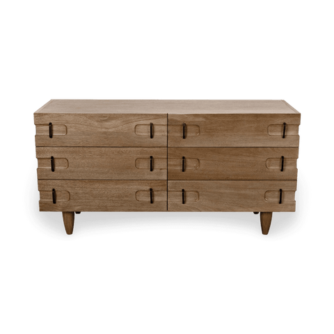 Rustic Double Dresser with Inset Handles Washed Finish