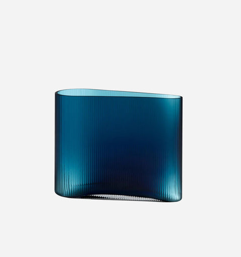 Modern Asymmetrical Ribbed Glass Table Vase