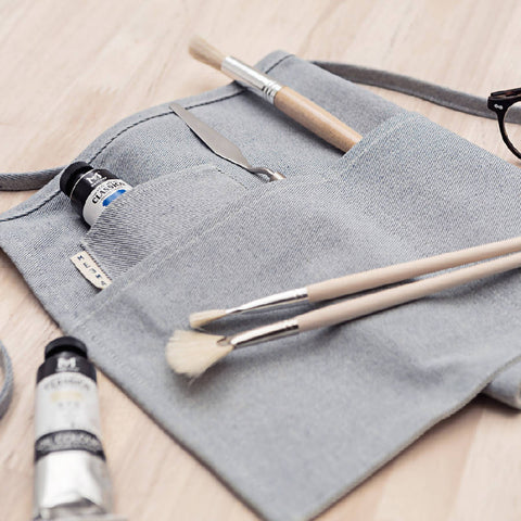 Waist Solid Apron with Patch Pockets