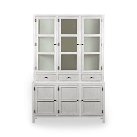 Colonial Traditional Glass Hutch Cabinet