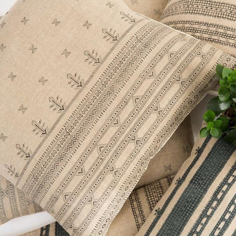 Filling Spaces Artful Traditionalist Bohemian Hand Block Print Accent Pillow - 18 x 18 - 20 x 20 - 22 x 22 - 24 x 24 - 26X 26 - 14 x 20 - 14 x 40 - 18 x 40 - 16 x 50