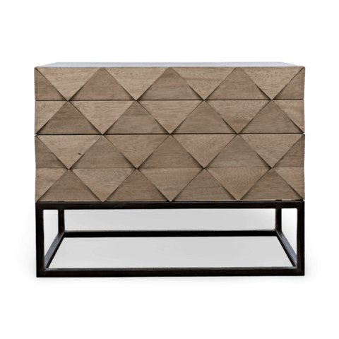 Geometric Washed Walnut Sideboard Cabinet
