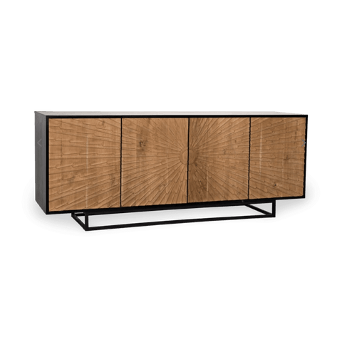 Mid Century Radial Teak Sideboard Cabinet