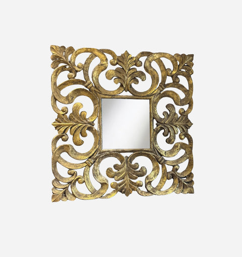 French Carved Gold Square Mirror c1920