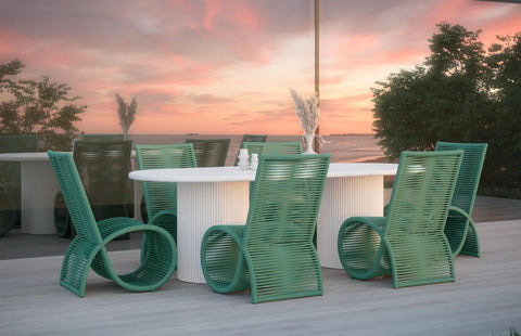 Outdoor Living & Garden Modern Slat Back Dining Side Chair