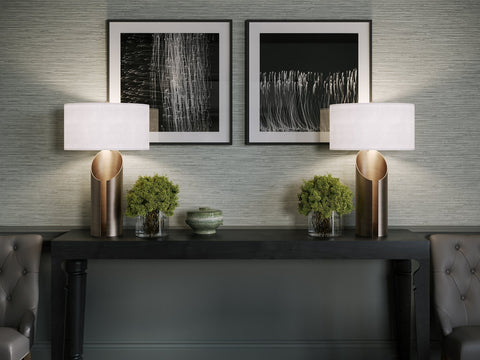 Weaver Accent Column Cut-Out Table Lamp in Brass Modern Design