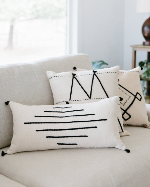 Creative Women Artful Traditionalist Textured Embroidery Lumbar Pillow - 18 x 18