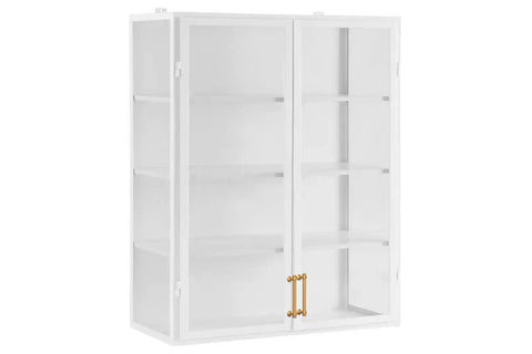 Modern Glass and Metal Wall Cabinet with Pull Handles