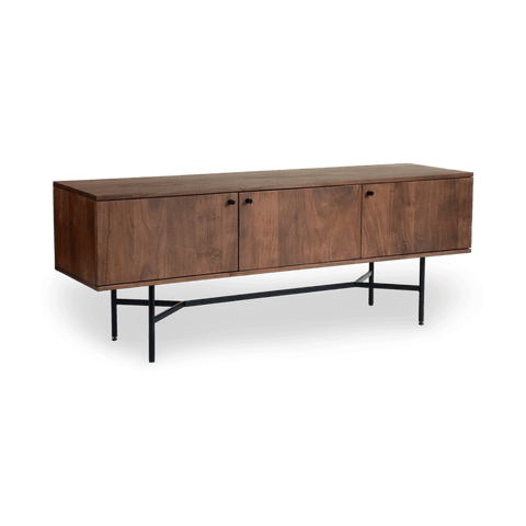 Modern Industrial Acacia Media Cabinet with Knob Media Storage