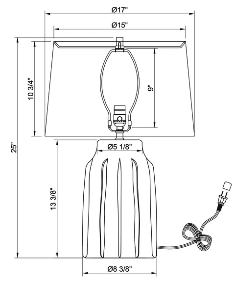 Wilkes Fluted Column Accent Table Lamp Modern Drum Design