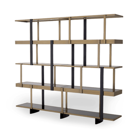 Mercure Etagere Bookshelf with Brushed Gold Finish