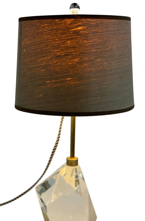 Wood Veneer Lamp Shade; Chocolate Brown Tape Trim - 10” X 11” X 8”