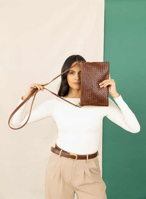 Artful Traditionalist Handmade Braided Basket Weave Crossbody