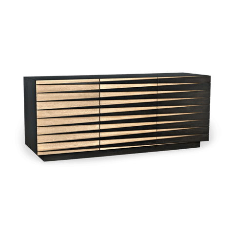 Ebony Washed Walnut Sideboard Cabinet with Inset Handles