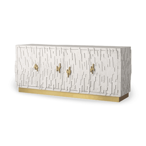 Brutalist Buffet Cabinet with Satin Finish and Pull Handles