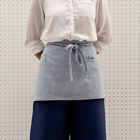 Waist Solid Apron with Patch Pockets