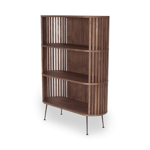 Mid Century Modern Veneer Walnut Standard Bookshelf