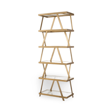 Billinghurst Etagere Bookshelf in Brushed Gold
