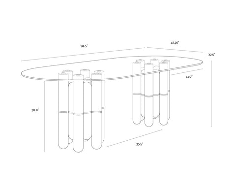 Sunpan Yanna Eclectic Curved Dining Table