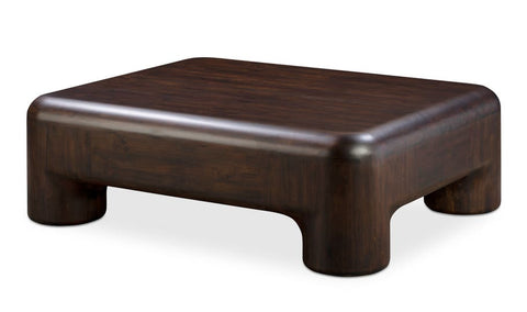 Rowan Modern Rectangle Coffee Table with Block Drum Base