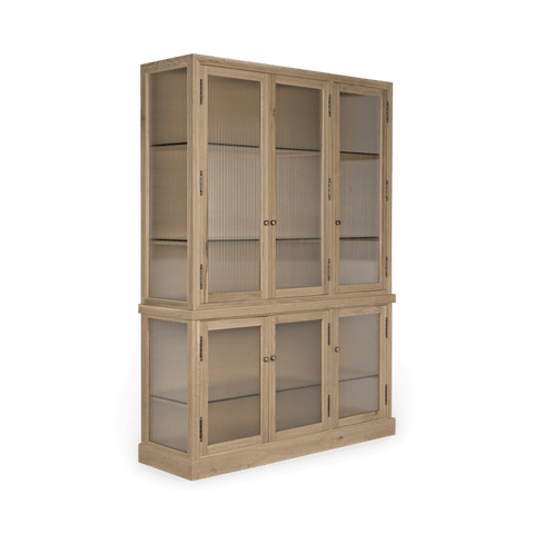 Oak Wood Hutch Cabinet with Knob Handle