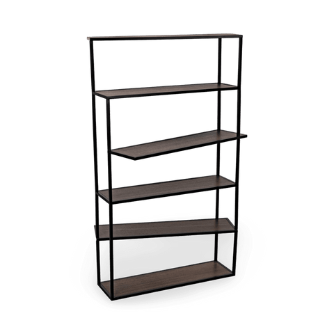 Industrial Standard Walnut Metal Bookshelf